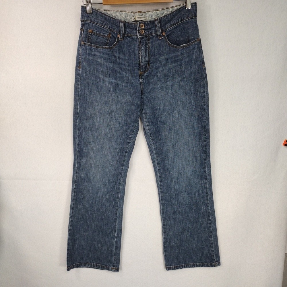 Lee Women 10P Natural Bootcut Jeans Blue Medium Wash Mid Rise Stretch Denim
